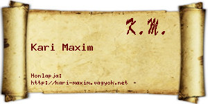 Kari Maxim névjegykártya